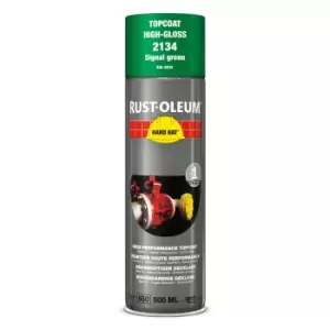 Image of Rust Oleum Hard Hat Metal Spray Paint Signal Green 500ml