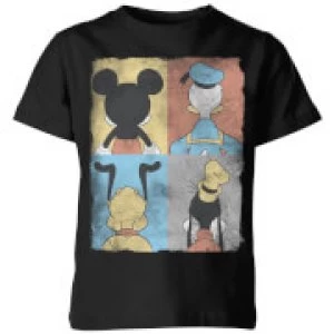 Image of Disney Donald Duck Mickey Mouse Pluto Goofy Tiles Kids T-Shirt - Black - 11-12 Years