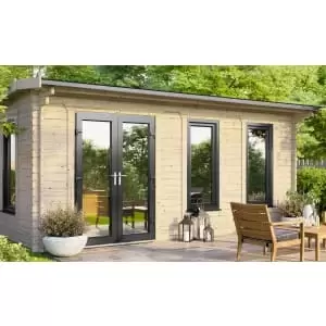 Image of Power Sheds 18 x 12ft Left Hand Door Apex Notched Logs Log Cabin