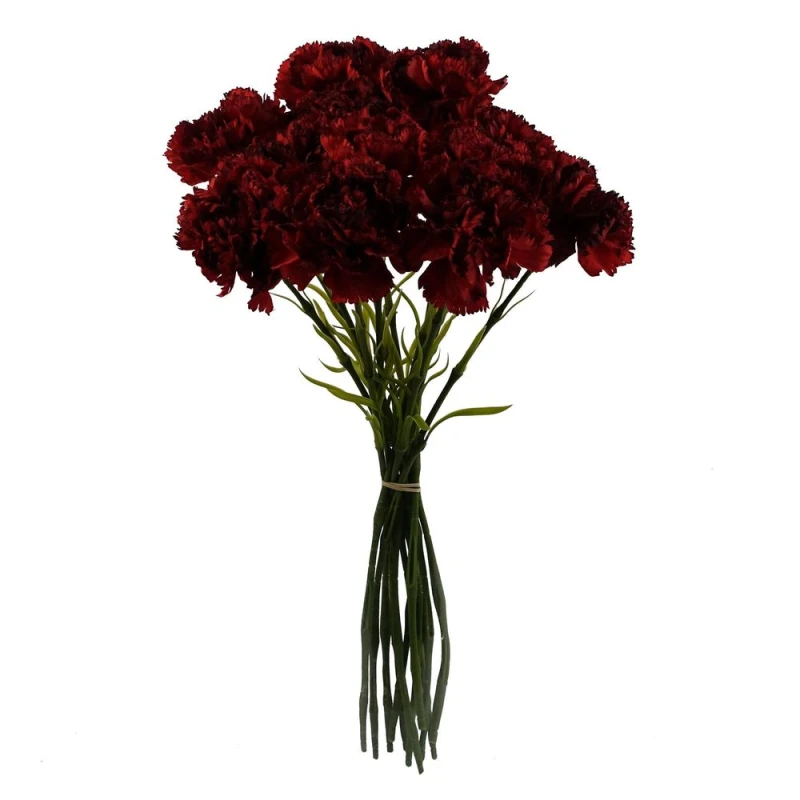 Image of Leaf 12 x Red Carnation Artificial Flower Red unisex