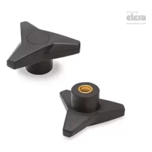 Image of Elesa - soft Three-arm knob-VB.839/63 B-M8-Soft-C9 Black