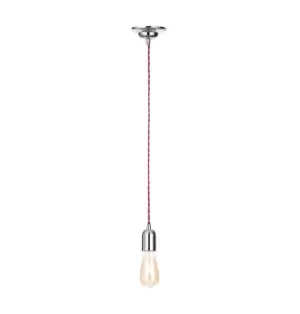 Image of Inlight Dale E27 Pendant Cord Set Polished Nickel & Red