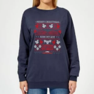 image of National Lampoon Merry Christmas Knit Womens Christmas Sweatshirt - Navy - L