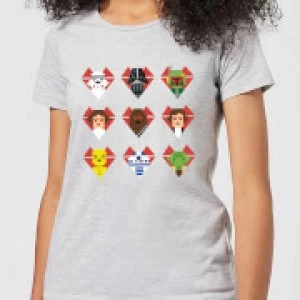 Image of Star Wars Valentine's Pixel Montage Womens T-Shirt - Grey - 3XL