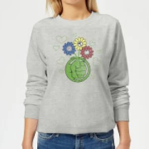 Image of Marvel Avengers Hulk Flower Womens Sweatshirt - Grey - XS