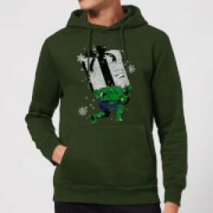 image of Marvel The Incredible Hulk Christmas Present Christmas Hoodie - Forest Green - L