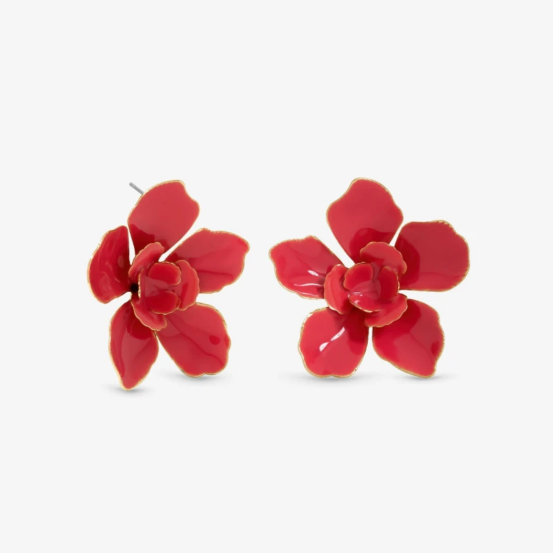 Image of Mood Gold Pink Floral Earrings Gold female One Size