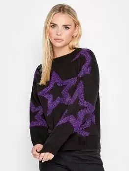 image of PixieGirl Petite Tinsel Star Jumper, Black, Size 12-14, Women