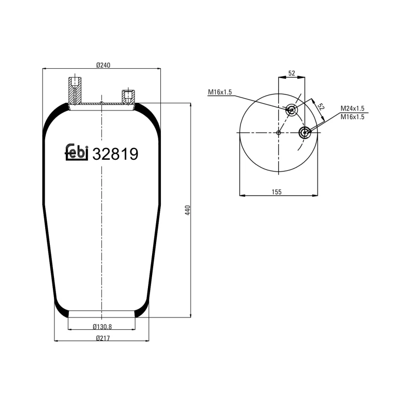 Image of FEBI BILSTEIN 32819 Boot, air suspension Rear Axle Right Boot,air suspension (324)