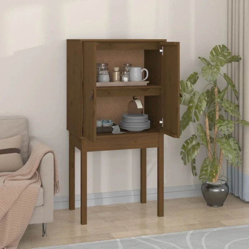 Image of Vidaxl Highboard Honey Brown 60X40X120 Cm Solid Wood Pine, Brown 821747