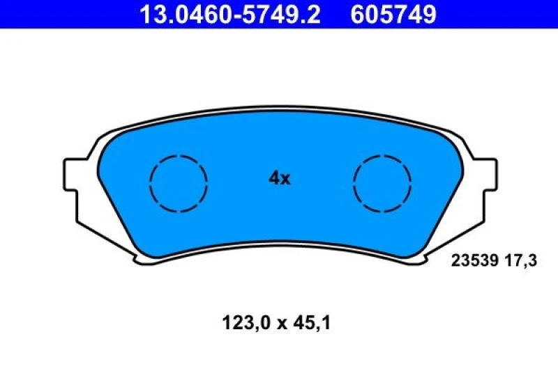 Image of ATE 13.0460-5749.2 Brake pad set excl. wear warning contact Brake Pad Set,disc brake (402)