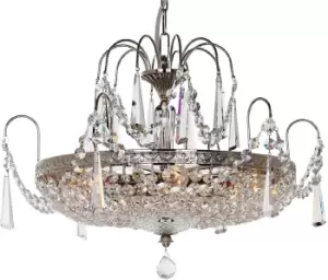 image of Rostock Lead Crystal Nickel 6 Arm Chandelier