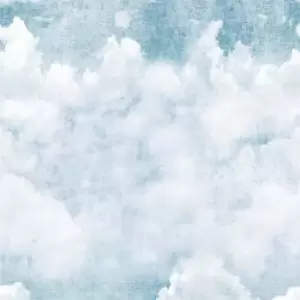 Image of Grandeco Life Digital Mural Blue Clouds - Blue