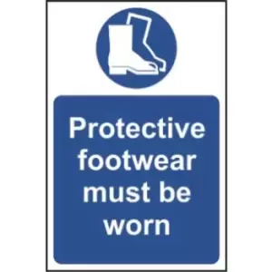 Image of Protective footwear must be worn - Self Adhesive Sign 400 x 600mm