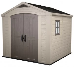 Image of Keter Factor Apex Garden Storage Shed 8 x 8ft - Beige/Brown