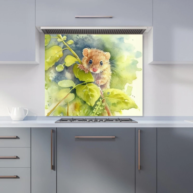 Image of Warren Reed - Designer Dormouse Watercolour Kitchen Splashback in Brown Size: 600mm x 750mm Brown Unisex 600mm x 750mm