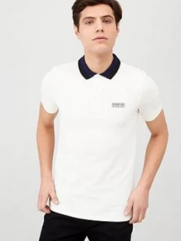 Image of Barbour International Ampere Contrast Collar Polo Shirt - White