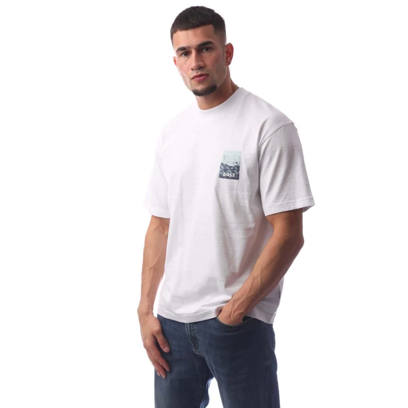 Image of Boss Mens Te Numbers T-Shirt Natural male S