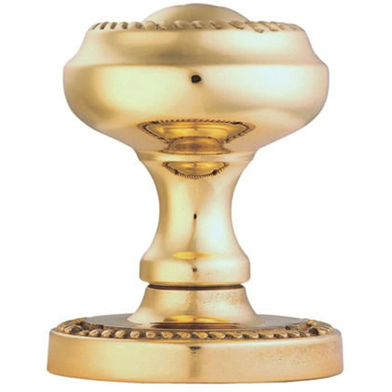 Image of Loops PAIR Chalice Mortice Door Knob 53mm Diameter Rope Detailing Polished Brass Metallics unisex