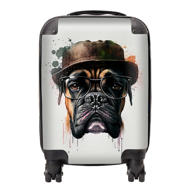 Image of Warren Reed - Designer Boxer Dog Splashart Suitcase Size: Small Multicolor Unisex Small