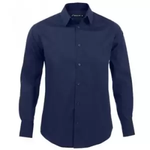 Image of SOLS Mens Brighton Long Sleeve Fitted Work Shirt (3XL) (Dark Blue)