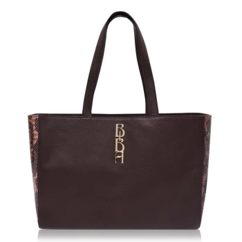 image of Biba Leather Tote Bag With Pouch - Brown Snake