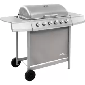 Image of Vidaxl - Gas BBQ Grill with 6 Burners Silver - Silver