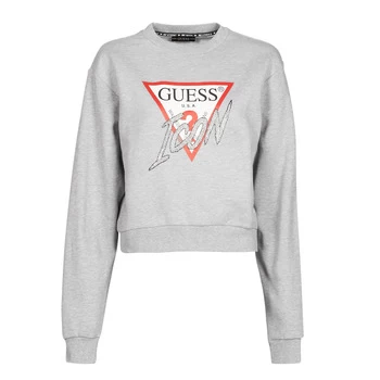 image of Guess ICON FLEECE womens Sweatshirt in Grey - Sizes S,M,L,XL,XS