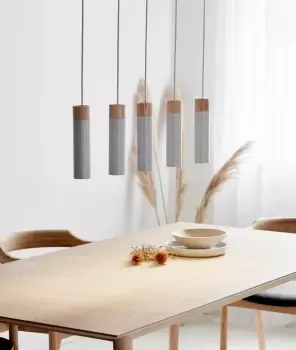 Image of Tilo 5-Spot Indoor Living Dining Metal Pendant Ceiling Light in Grey (Diam) 6cm