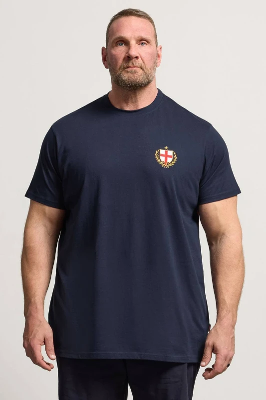 Image of BadRhino BadRhino Men Extra Long England Crest T-Shirt in Dark Navy Size: X-Large Dark Navy 1XL Male 5063853370336