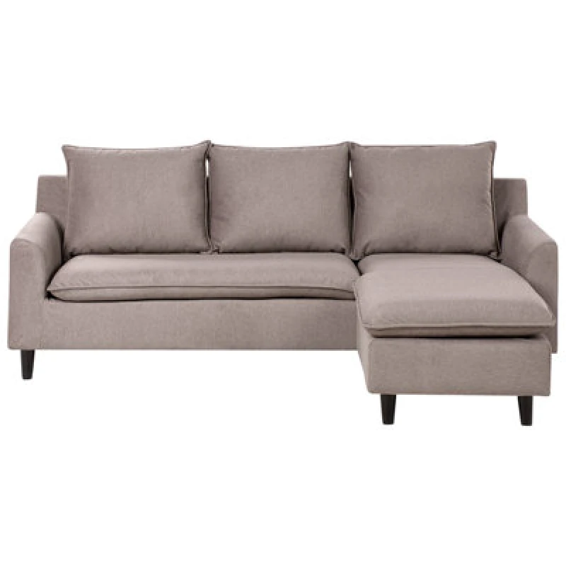 Image of Beliani Corner Sofa 3 Seater Elvenes Fabric Taupe Left Hand