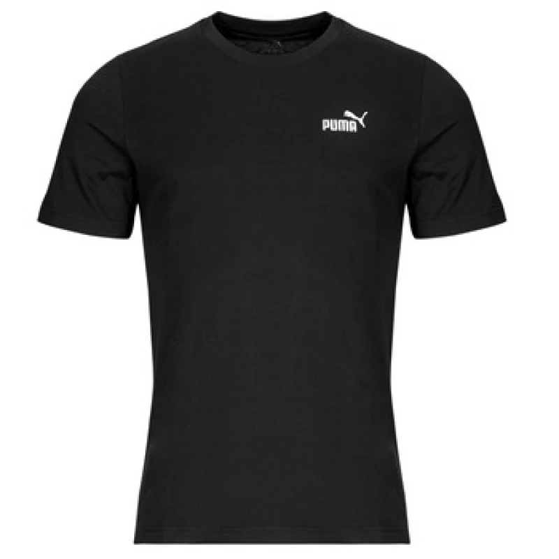 Image of Puma Essential Short Sleeve T-Shirt with Small Logo Print Black Cotton L