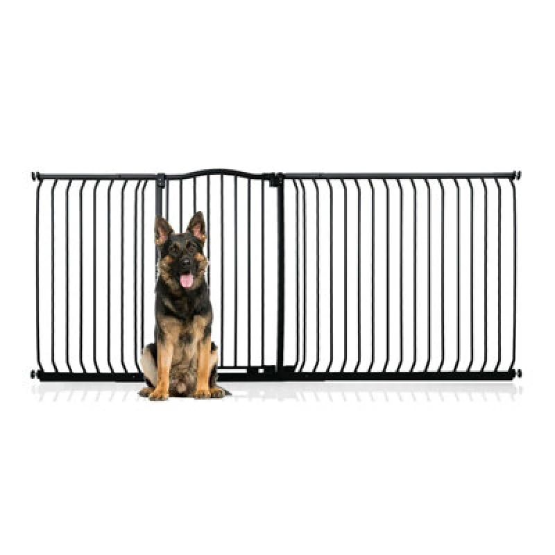 Image of Bettacare Extra Tall Curved Top Dog Gate, 216Cm - 225Cm, Matt Black, Extra Tall 100Cm In Height, Pressure Fit Pet Gate