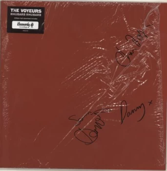 Image of Voyeurs Rhubarb Rhubarb - Embossed Sleeve + Autographed 2014 UK vinyl LP HVNLP107
