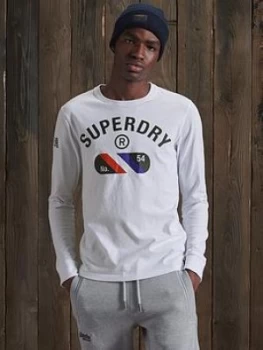 Image of Superdry Vintage Sport Long Sleeve T Shirt, White Size M Men