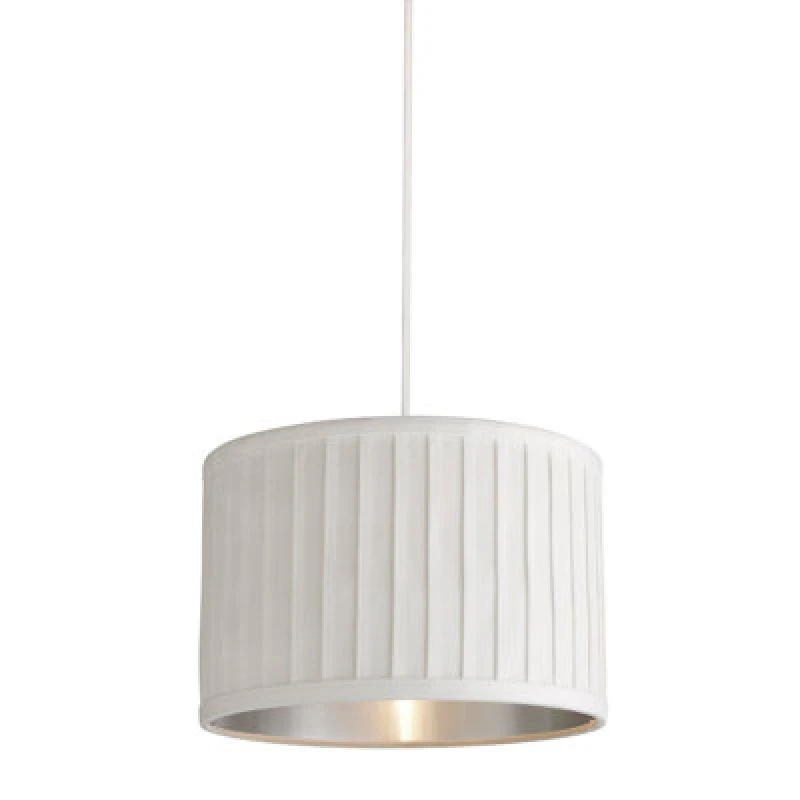 Image of Lighting Collection Pleated Velvet Ivory Shade With Metallic Silver Inner (40Cm, Cream 700854