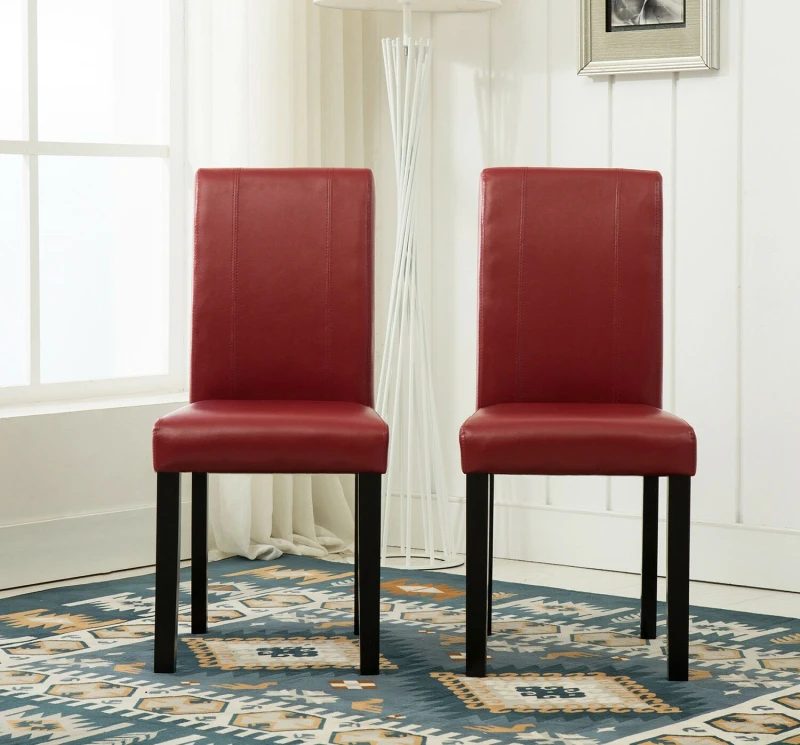 Image of MCC Direct Set of 2 Faux Leather Dining Chairs in Red Red Unisex