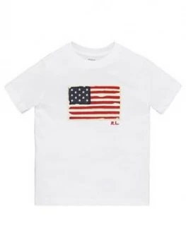 image of Ralph Lauren Boys Short Sleeve Classic Flag T-Shirt - White