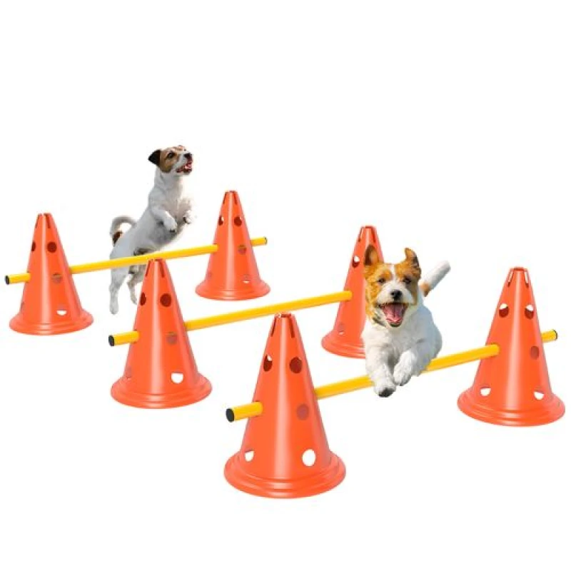 Image of PawHut Dog Agility Equipment Set, 3 PCS Adjustable Height Jumping Obstacles, Orange D07-059V00OG