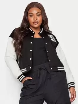 Image of Yours Sweat Bomber Jacket Cropped - Black, Size 26-28, Women