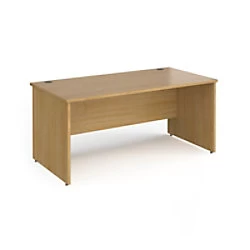 Image of Dams International Rectangular Straight Desk with Oak Coloured MFC Top and Silver Frame Panel Legs Contract 25 1600 x 800 x 725mm