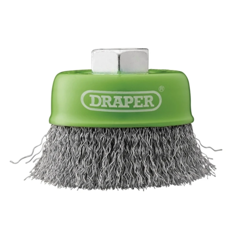 Image of Draper Stainless-Steel Crimped Wire Cup Brush, 75mm, M14 8052