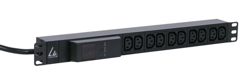 Image of Lanview LVR261877 power distribution unit (PDU) 10 AC outlet(s) 1U Bla
