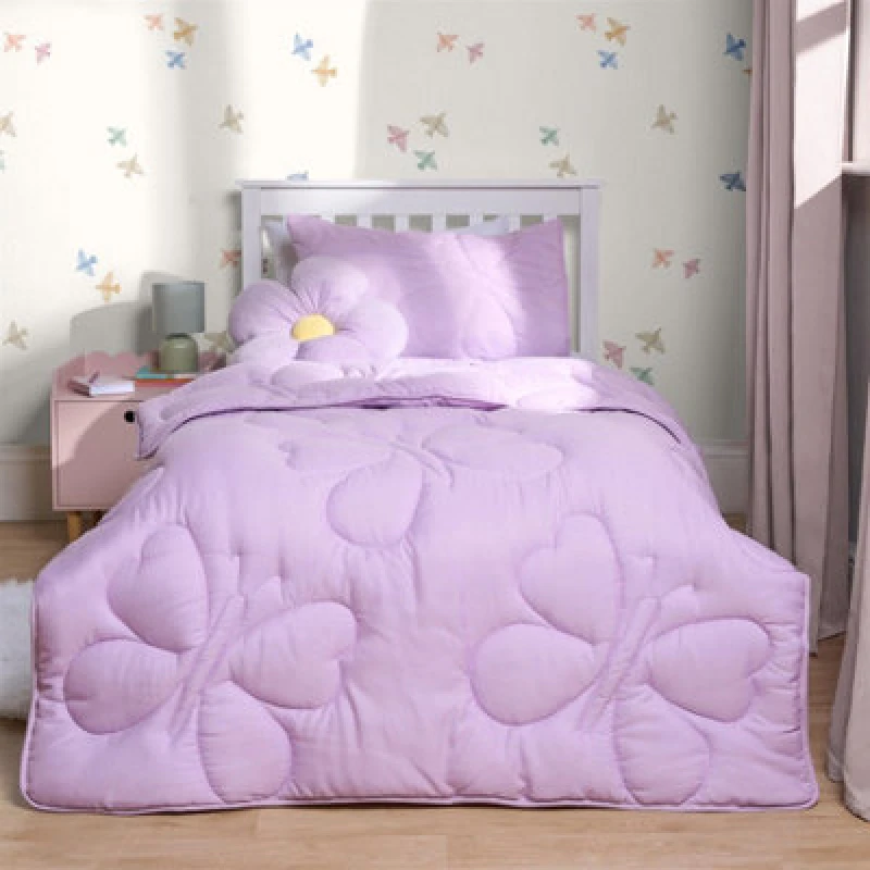 Image of OHS OHS Coverless 7.5 TOG Butterfly Kids Duvet Cover Bedding Pillowcase Set in Lilac Size: Single Lilac Single Unisex 5027434210770