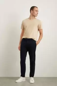 Image of Mens Navy Smart Slim Fit Textured Trousers