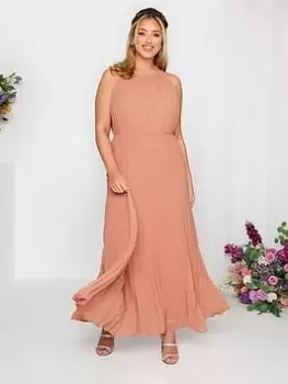 Image of Yours Curve Occasion Pleated Maxi Dress, Pink, Size 16, Women
