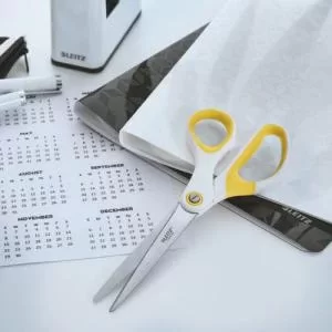 Image of Leitz WOW Titanium Office Scissors. 205 mm. In blister pack. Yellow.