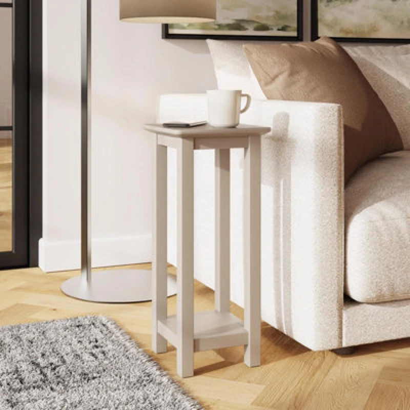 Image of FWStyle FWStyle Palma Putty Side Lamp Table With Shelf in Beige Beige One Size Unisex 5056413128157