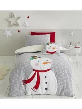 Image of Catherine Lansfield Cosy Snowman Fleece Double Duvet Cover Set