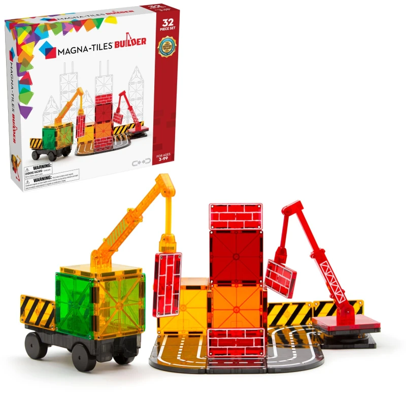 Image of Magna-Tiles Builder 32 Piece Set The Original Magnetic Building Tiles For Creative Open-Ended Play Educational Toys For Children Ages 3 Years + (32